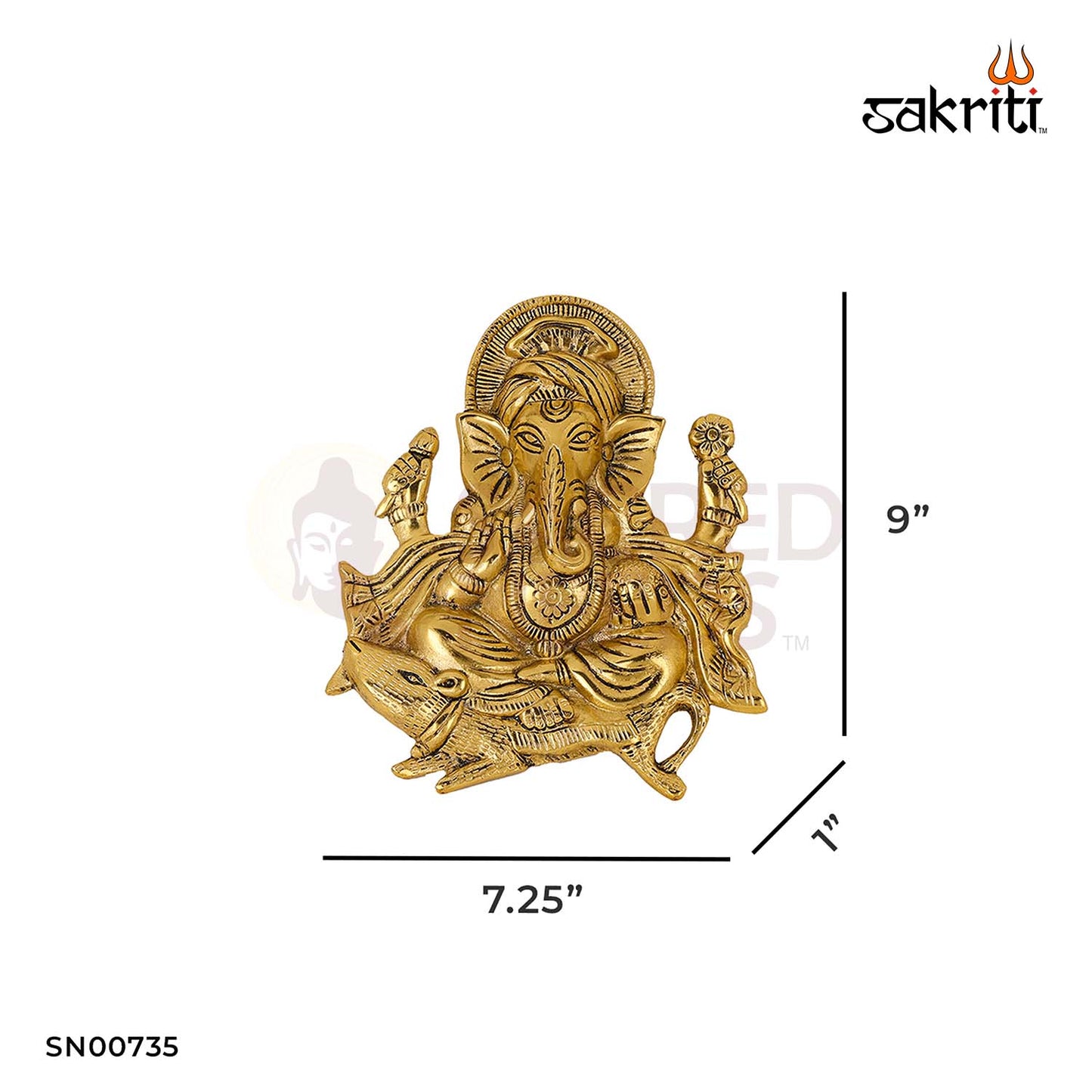 Aluminium Rat Ganesha Mounted – 9 Inch Height | Ganesh with Mooshak Idol for Home Temple & Gifts