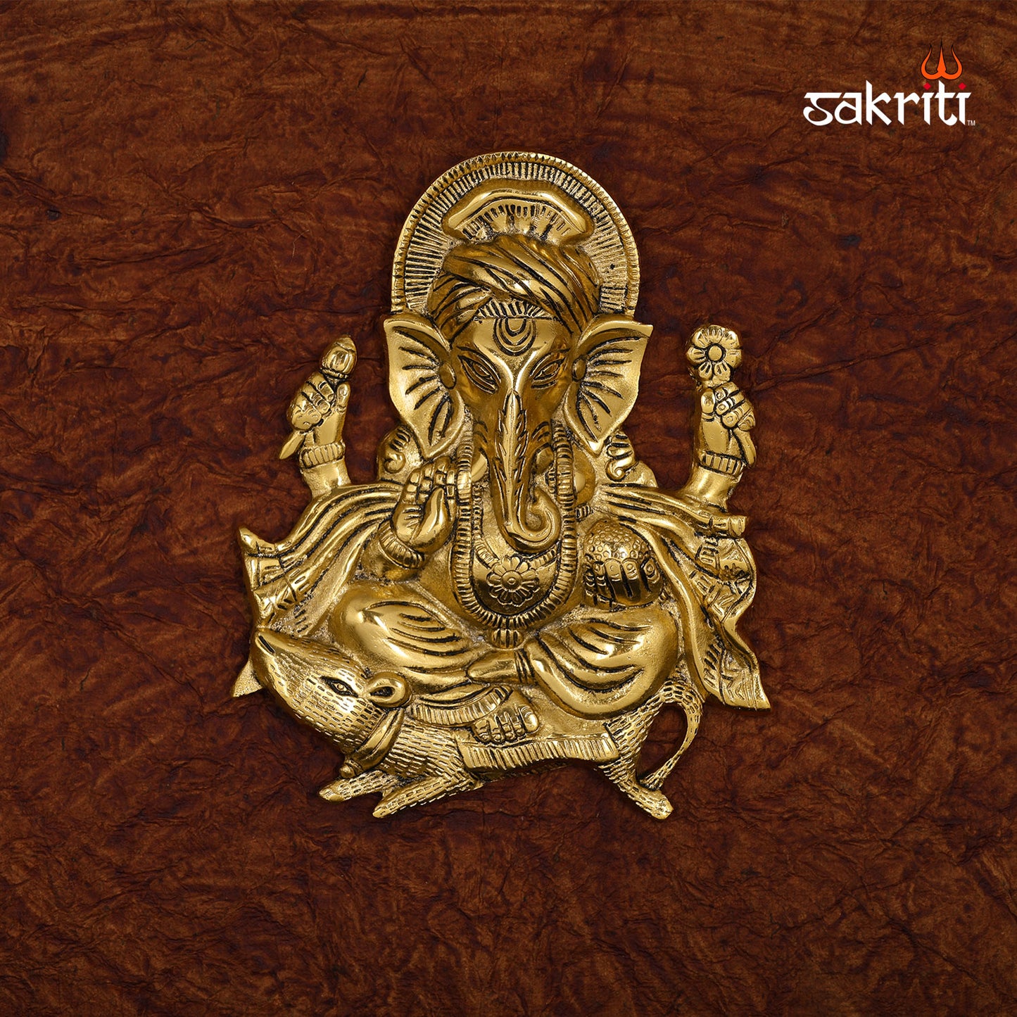 Aluminium Rat Ganesha Mounted – 9 Inch Height | Ganesh with Mooshak Idol for Home Temple & Gifts