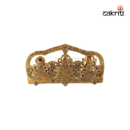 Aluminium Lakshmi Ganesh Sarashwathi Frame – 8.5 Inch Length | Framed Ganesha Statue for Wall, Tabletop or Gift Purpose