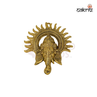 Aluminium Sun Ganesha – 8.4 Inch Height | Ganpati Idol with Radiant Sun Design for Wall or Table