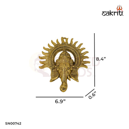 Aluminium Sun Ganesha – 8.4 Inch Height | Ganpati Idol with Radiant Sun Design for Wall or Table