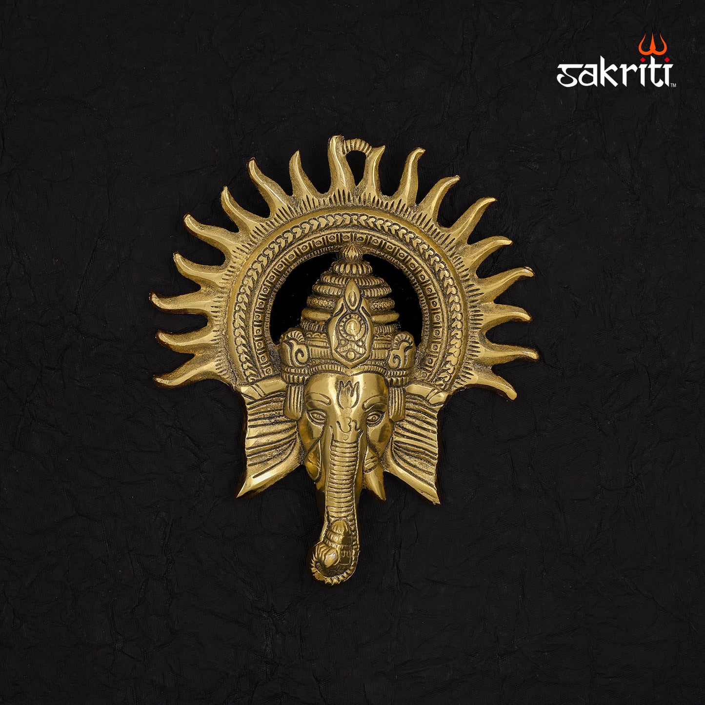Aluminium Sun Ganesha – 8.4 Inch Height | Ganpati Idol with Radiant Sun Design for Wall or Table