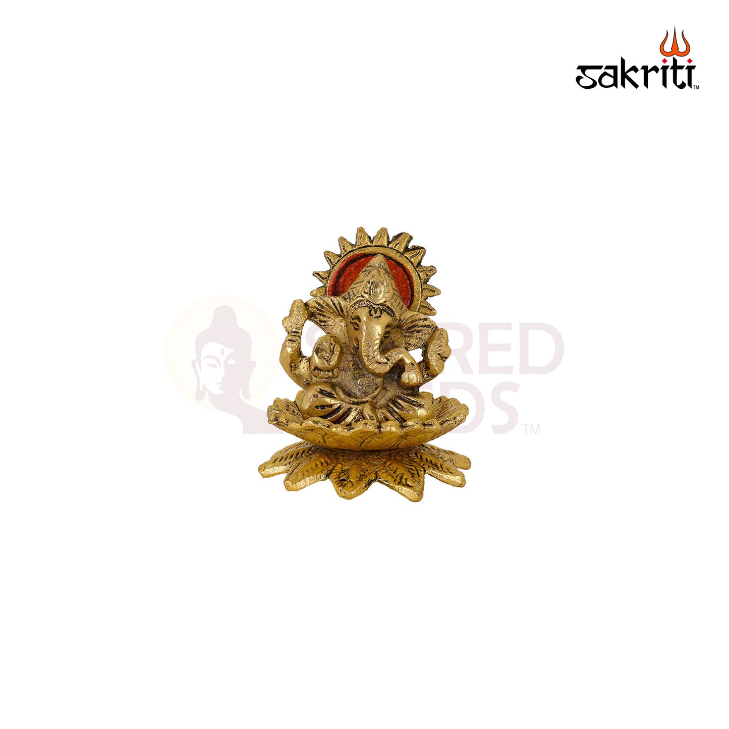 Aluminium Lotus Ganesha – 3.2 Inch Height | Ganpati on Lotus Idol for Spiritual Gifting & Pooja