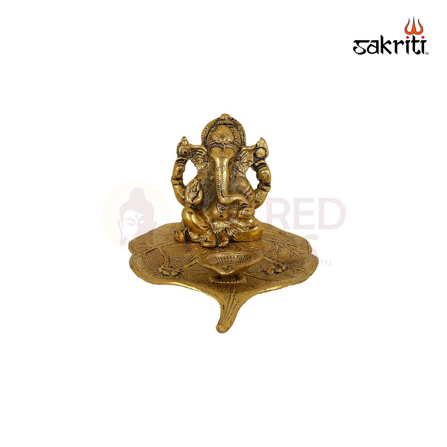 ALUMINIUM LEAF GANESHA WITH DEEPAM