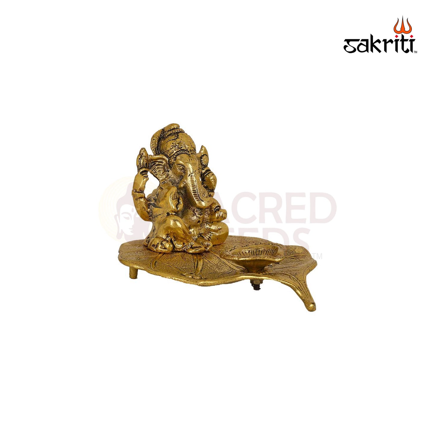 ALUMINIUM LEAF GANESHA WITH DEEPAM