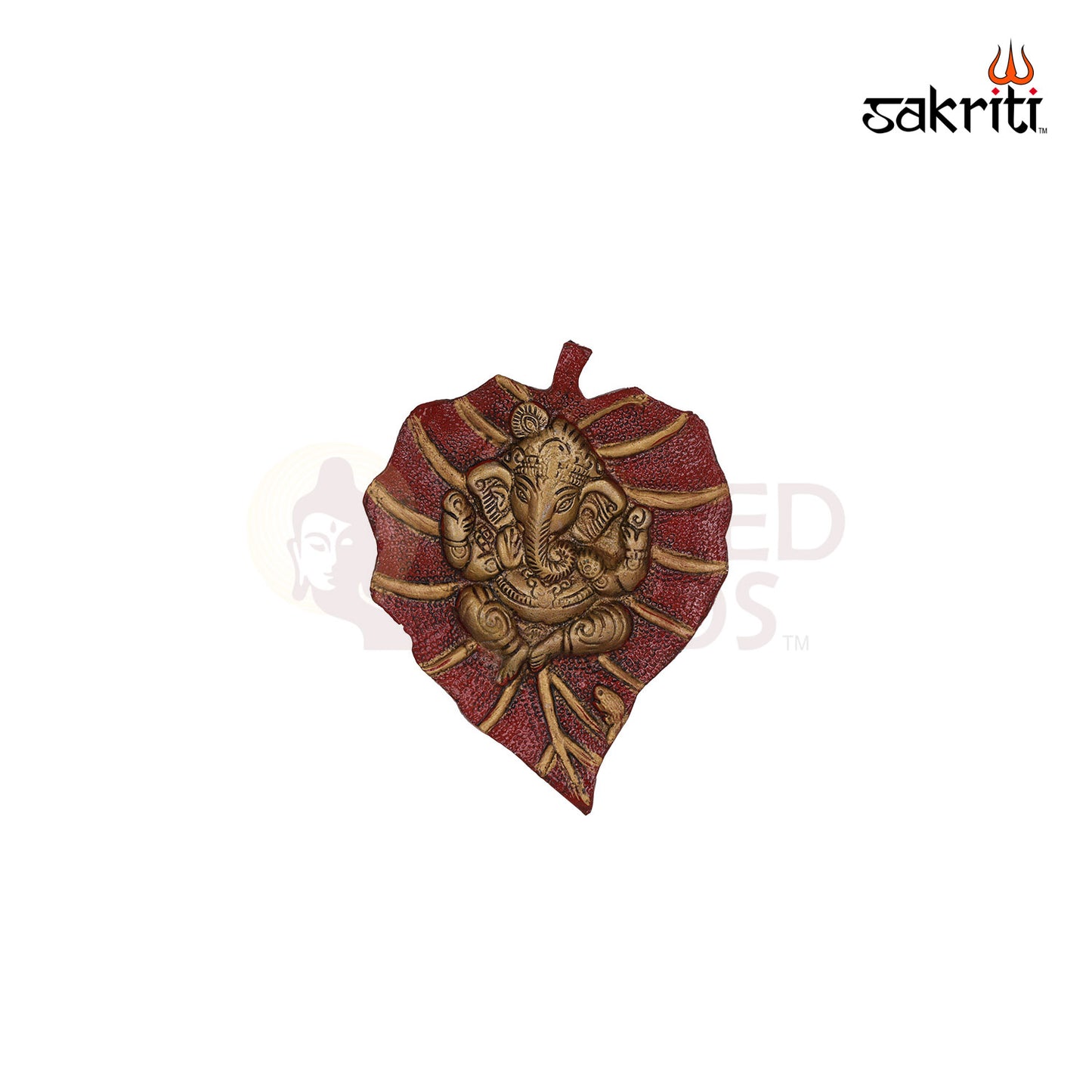 ALUMINIUM RED LEAF GANESHA MOUNTED