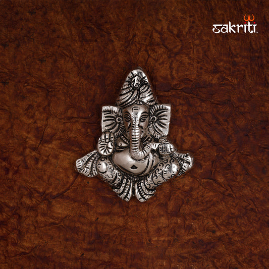 ALUMINIUM PAGDI GANESHA MOUNTED