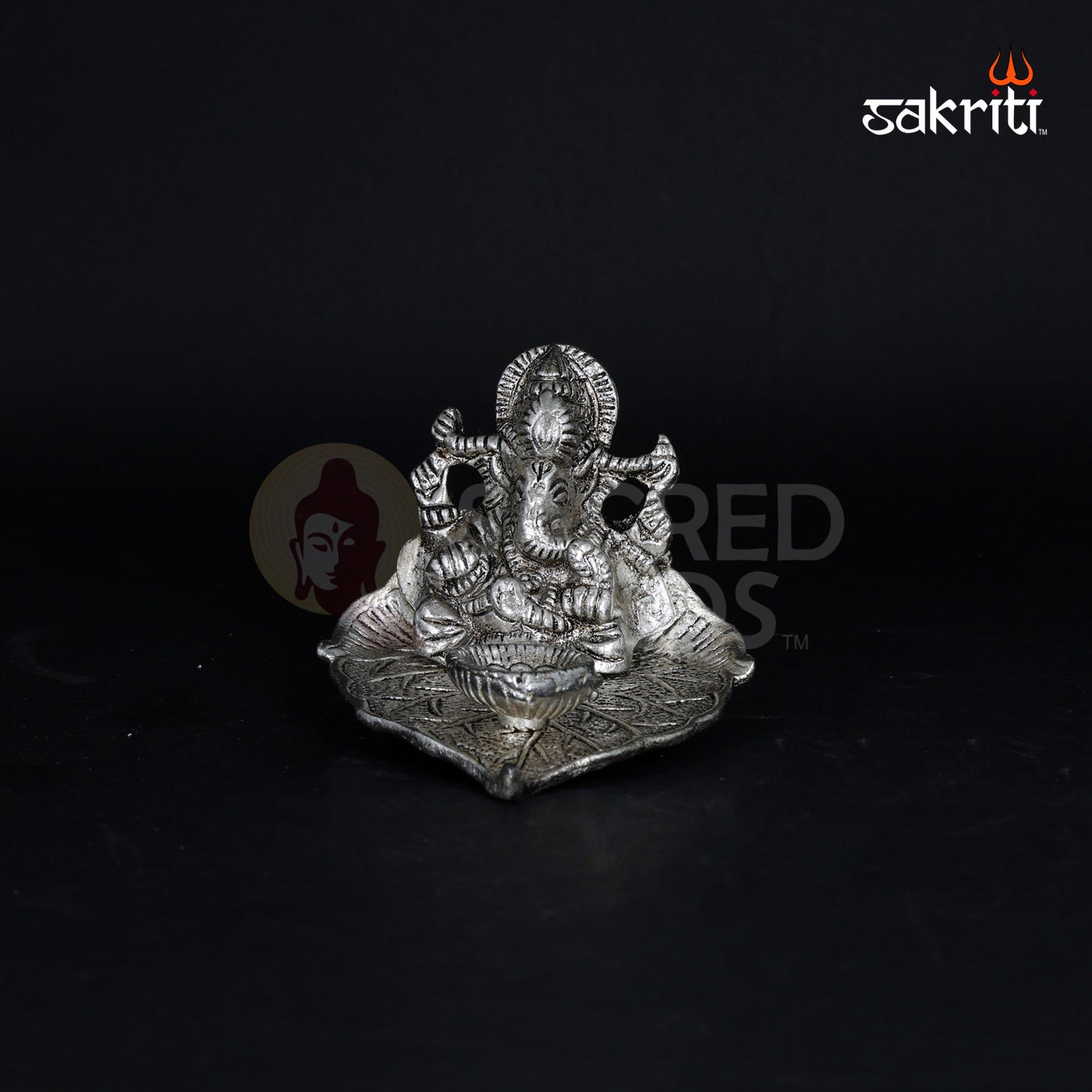 ALUMINIUM LEAF GANESHA WITH DEEPAM