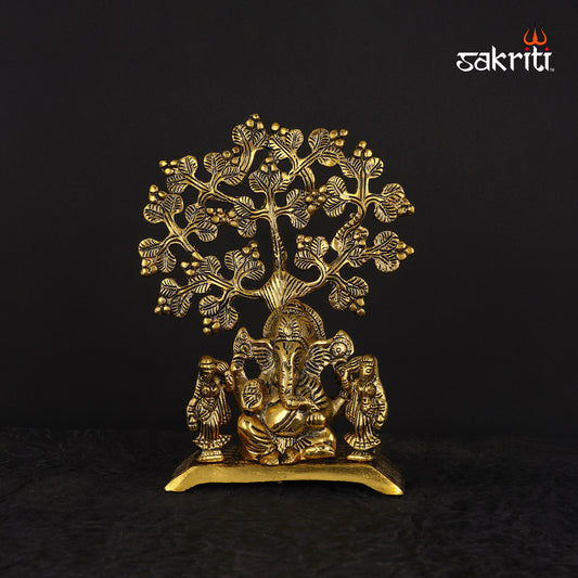 ALUMINIUM GANESHA WITH TREE