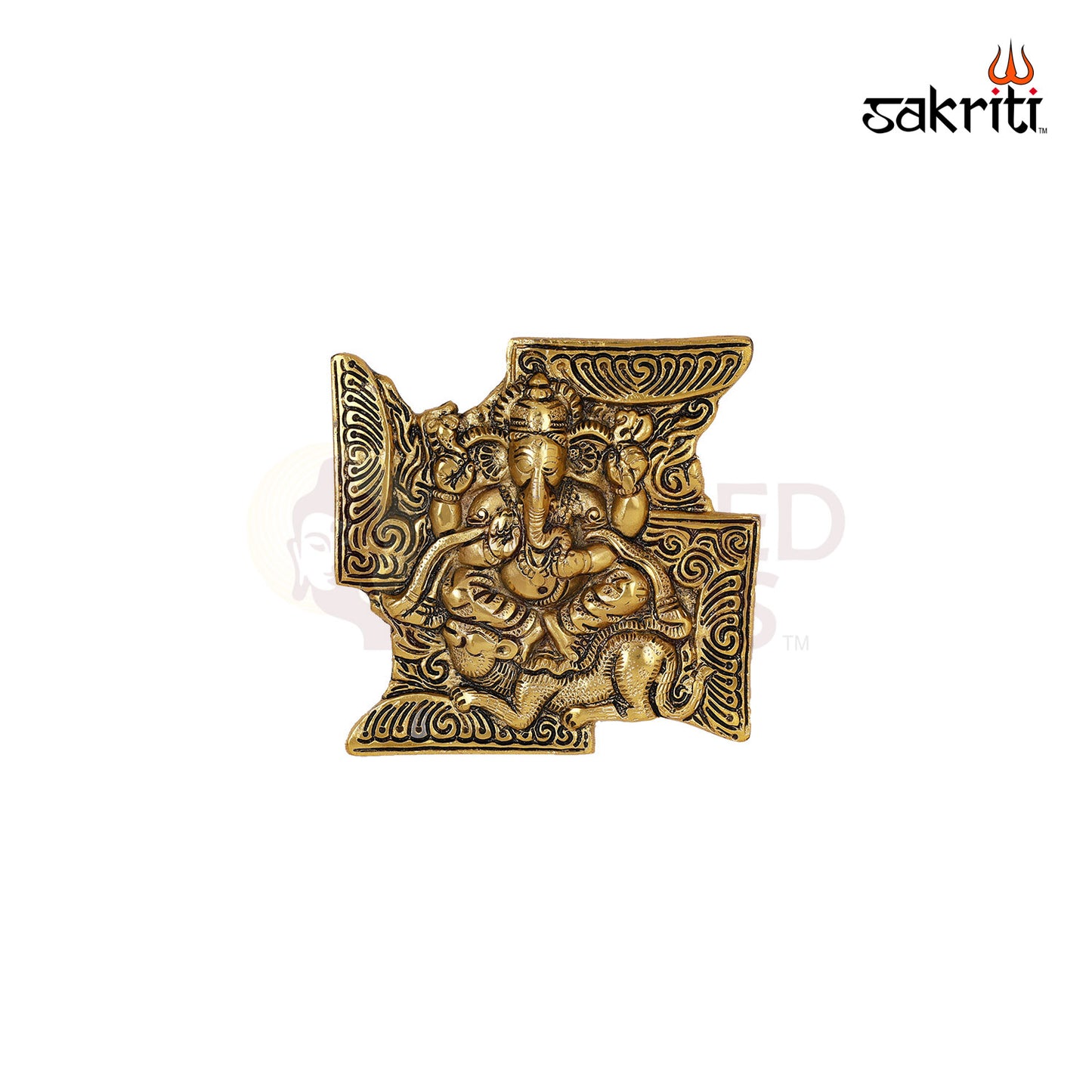 Aluminium Swastik Ganesha Mounted – 6 Inch Height | Wall Mounted Ganesh Idol with Swastik for Blessings