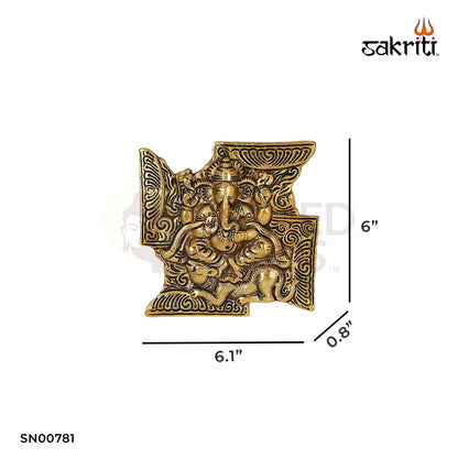 Aluminium Swastik Ganesha Mounted – 6 Inch Height | Wall Mounted Ganesh Idol with Swastik for Blessings
