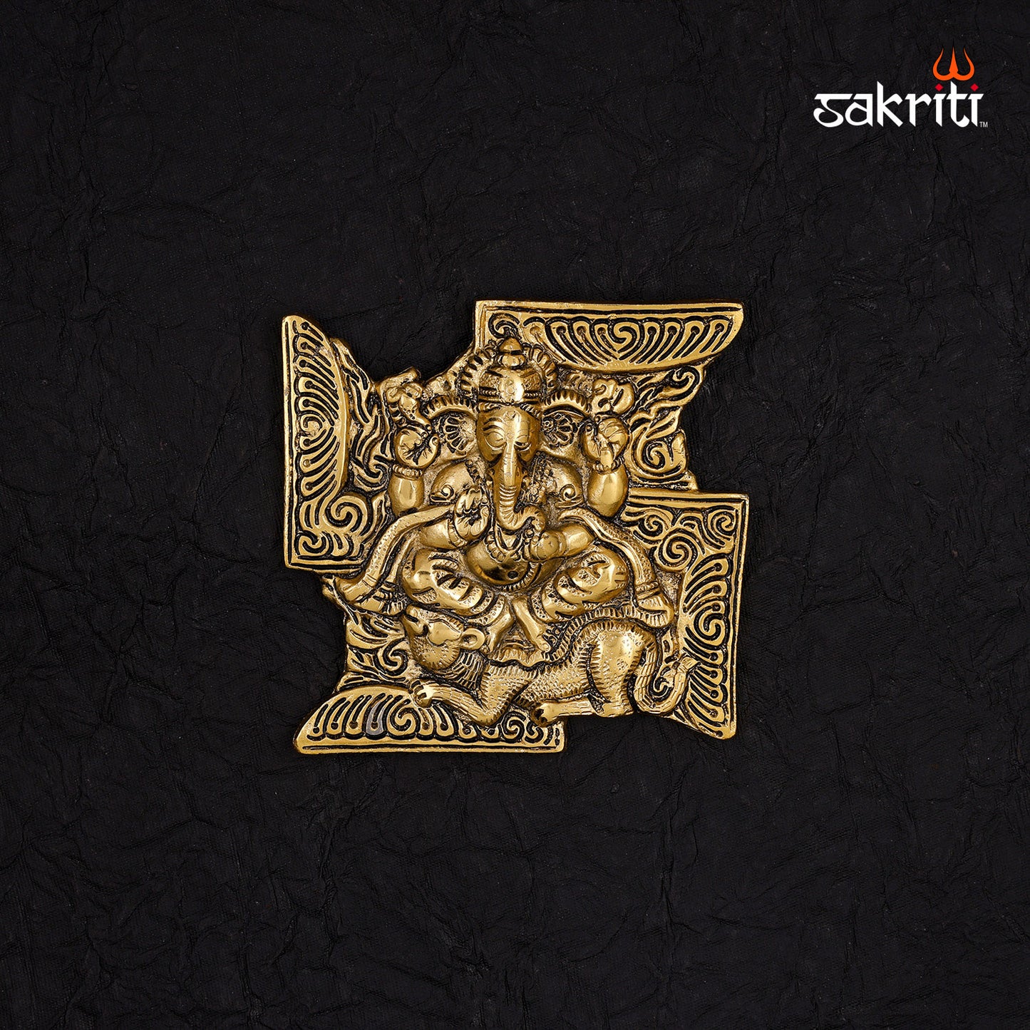 Aluminium Swastik Ganesha Mounted – 6 Inch Height | Wall Mounted Ganesh Idol with Swastik for Blessings