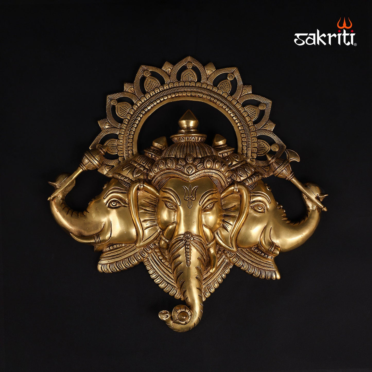Brass Ganeshan Mounted – 17.5 Inch Height | Large Mounted Ganpati Idol for Temple & Decor