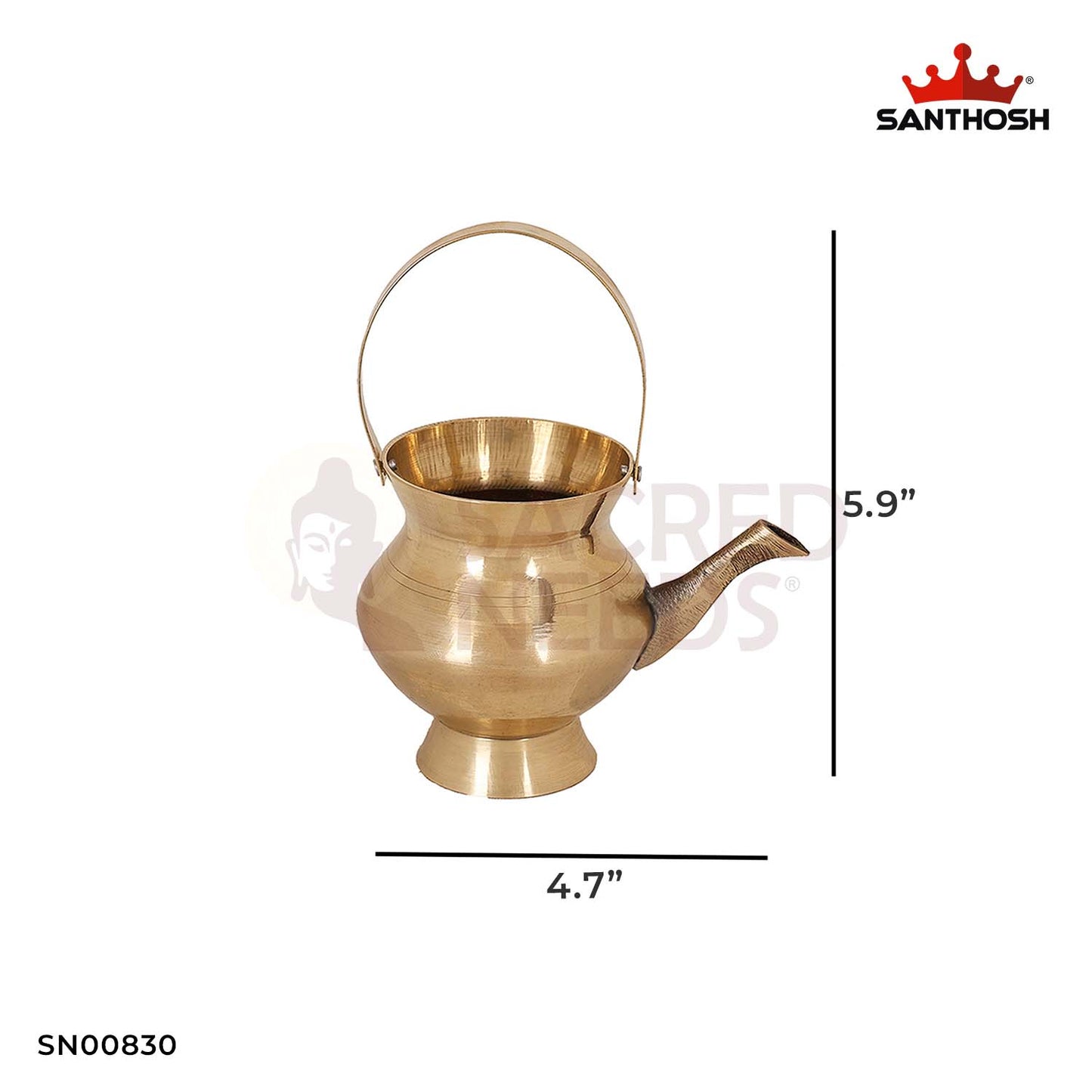 Brass Kamandalam – 5.9 Inch Traditional Hindu Water Vessel for Temple and Ceremonial Use