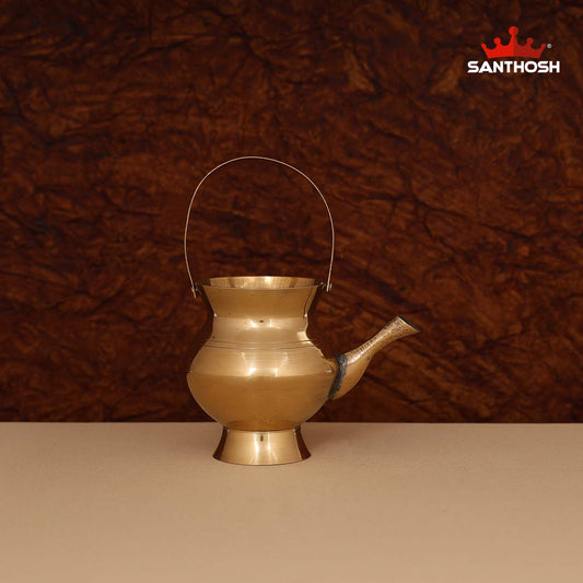 Brass Kamandalam – 5.9 Inch Traditional Hindu Water Vessel for Temple and Ceremonial Use