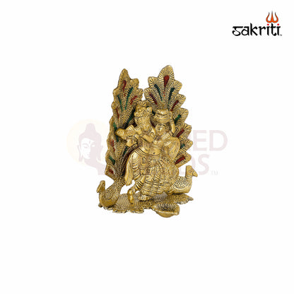 Aluminium Radha Krishna Mattki – 6.7 Inch Height | Traditional Brass Pooja Vessel for Religious Rituals & Decoration