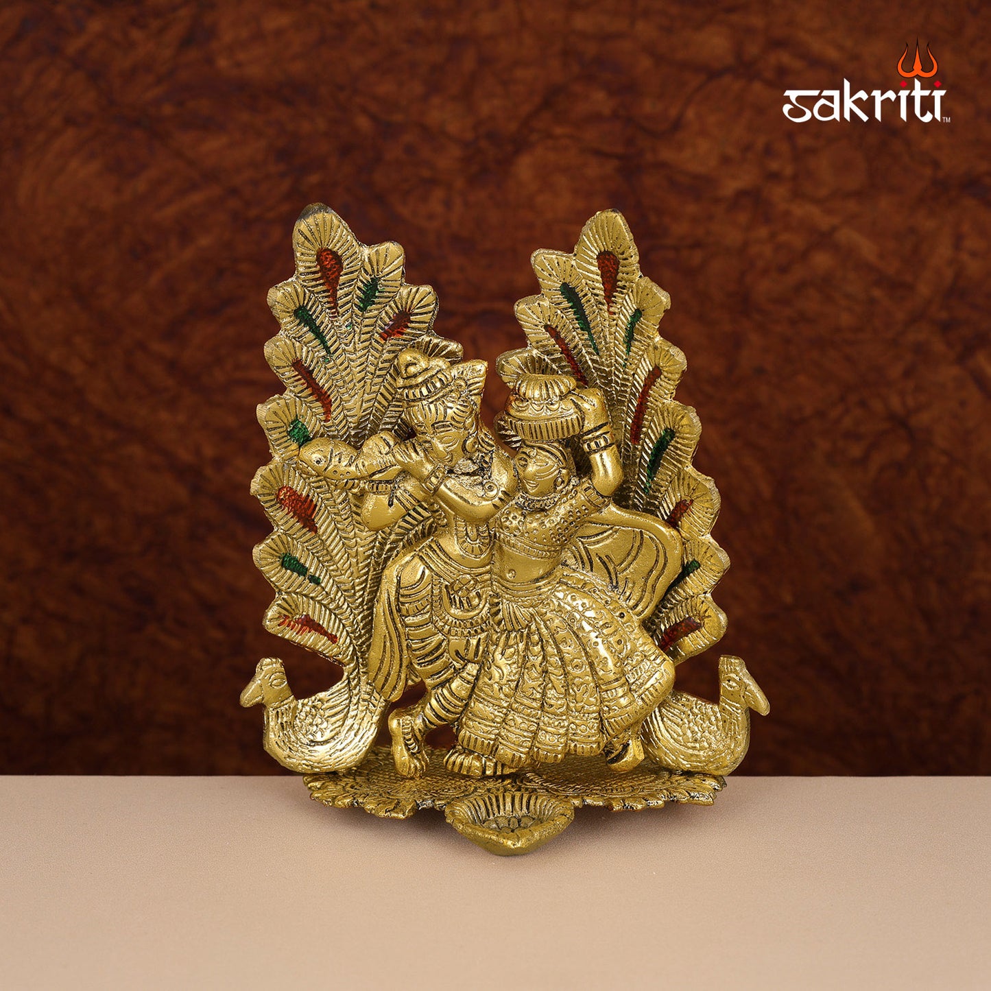 Aluminium Radha Krishna Mattki – 6.7 Inch Height | Traditional Brass Pooja Vessel for Religious Rituals & Decoration