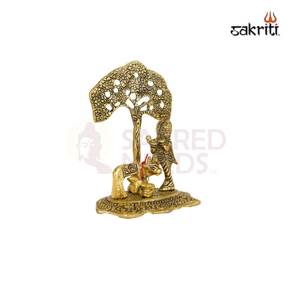 ALUMINIUM COW KRISHNA WITH TREE