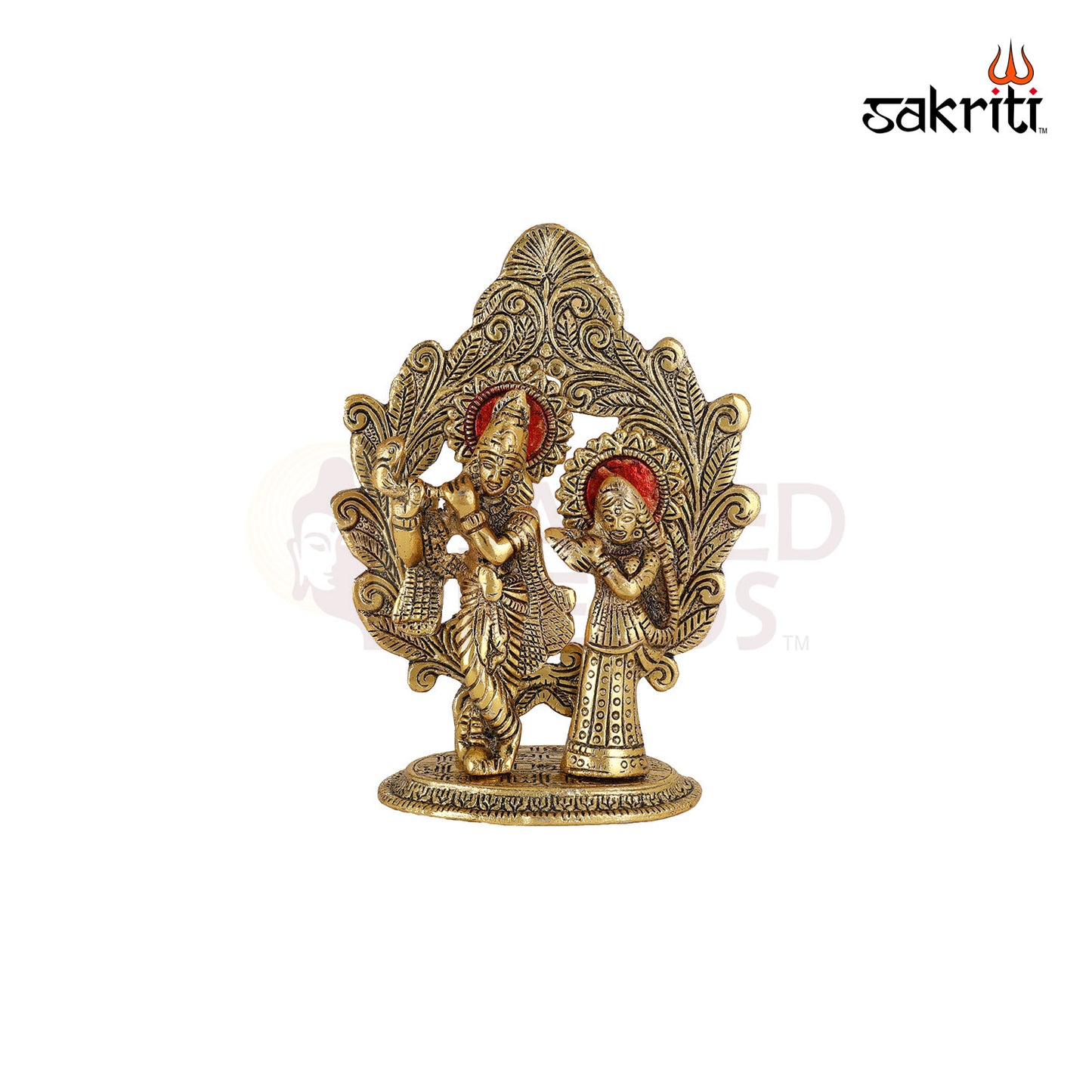 Aluminium Radha Krishna with Arch – 6.9 Inch Height | Decorative Radha Krishna Statue with Arch for Worship & Decoration