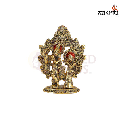 Aluminium Radha Krishna with Arch – 6.9 Inch Height | Decorative Radha Krishna Statue with Arch for Worship & Decoration