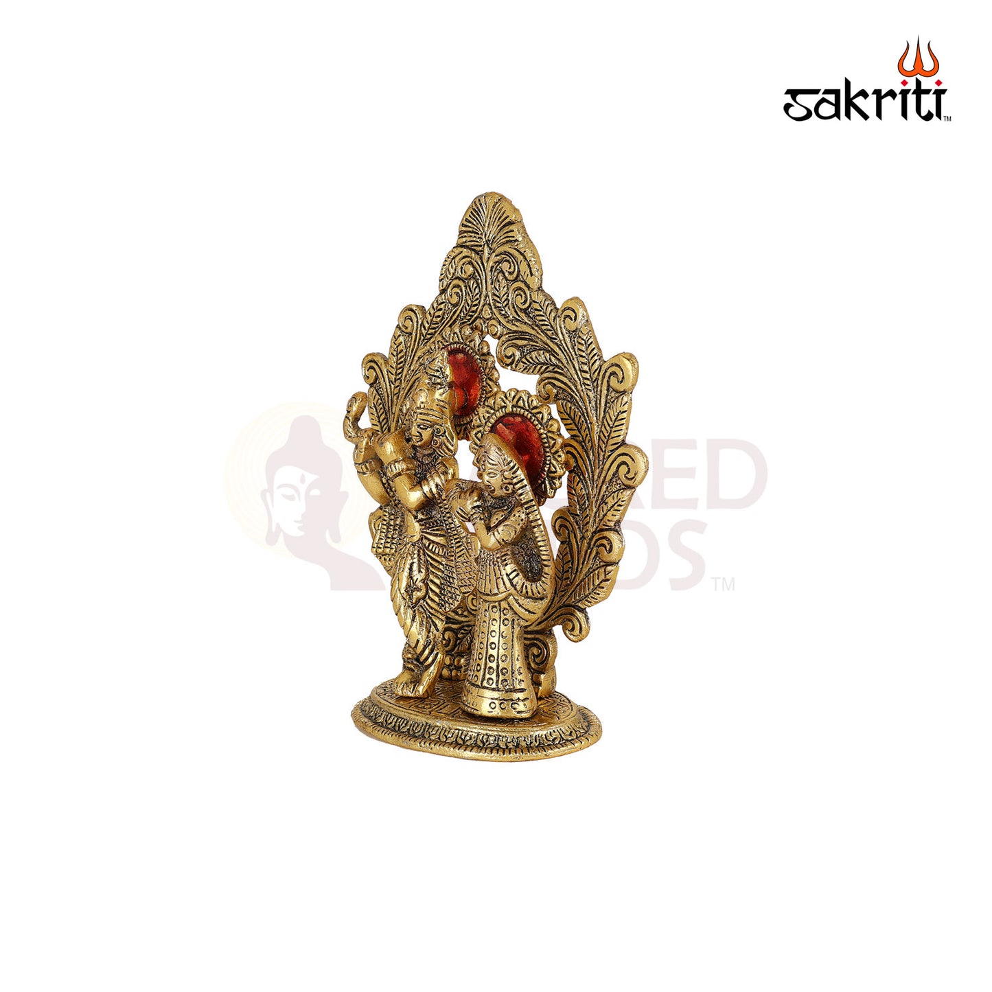 Aluminium Radha Krishna with Arch – 6.9 Inch Height | Decorative Radha Krishna Statue with Arch for Worship & Decoration