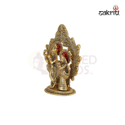 Aluminium Radha Krishna with Arch – 6.9 Inch Height | Decorative Radha Krishna Statue with Arch for Worship & Decoration