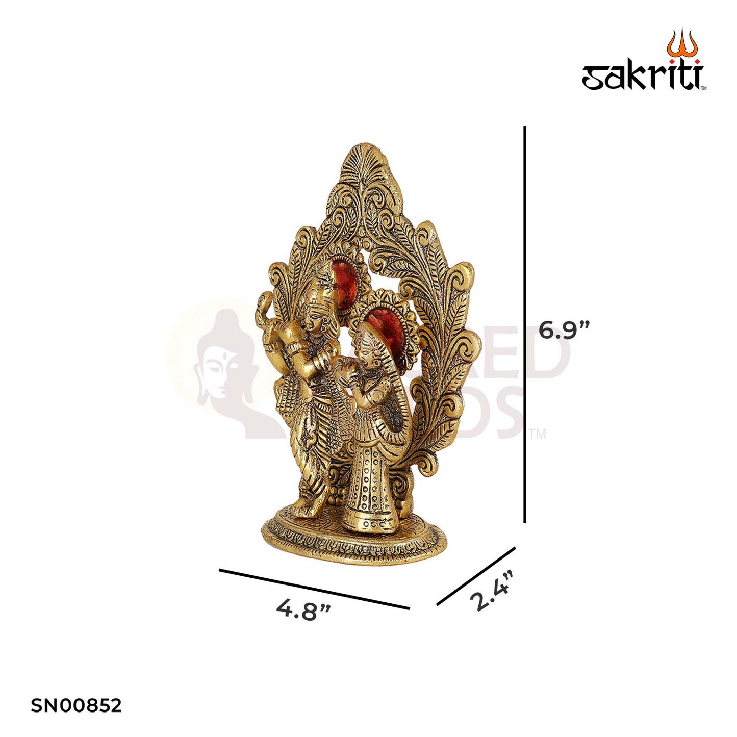 Aluminium Radha Krishna with Arch – 6.9 Inch Height | Decorative Radha Krishna Statue with Arch for Worship & Decoration