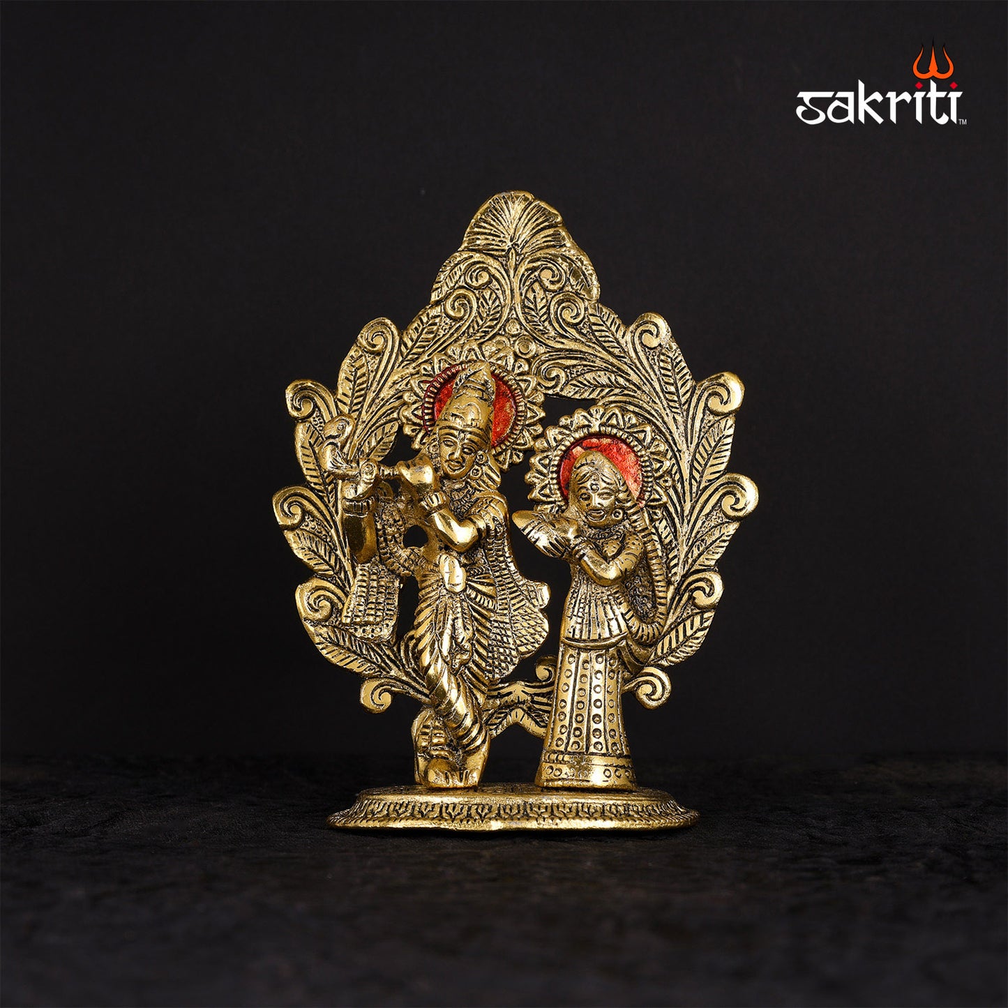 Aluminium Radha Krishna with Arch – 6.9 Inch Height | Decorative Radha Krishna Statue with Arch for Worship & Decoration