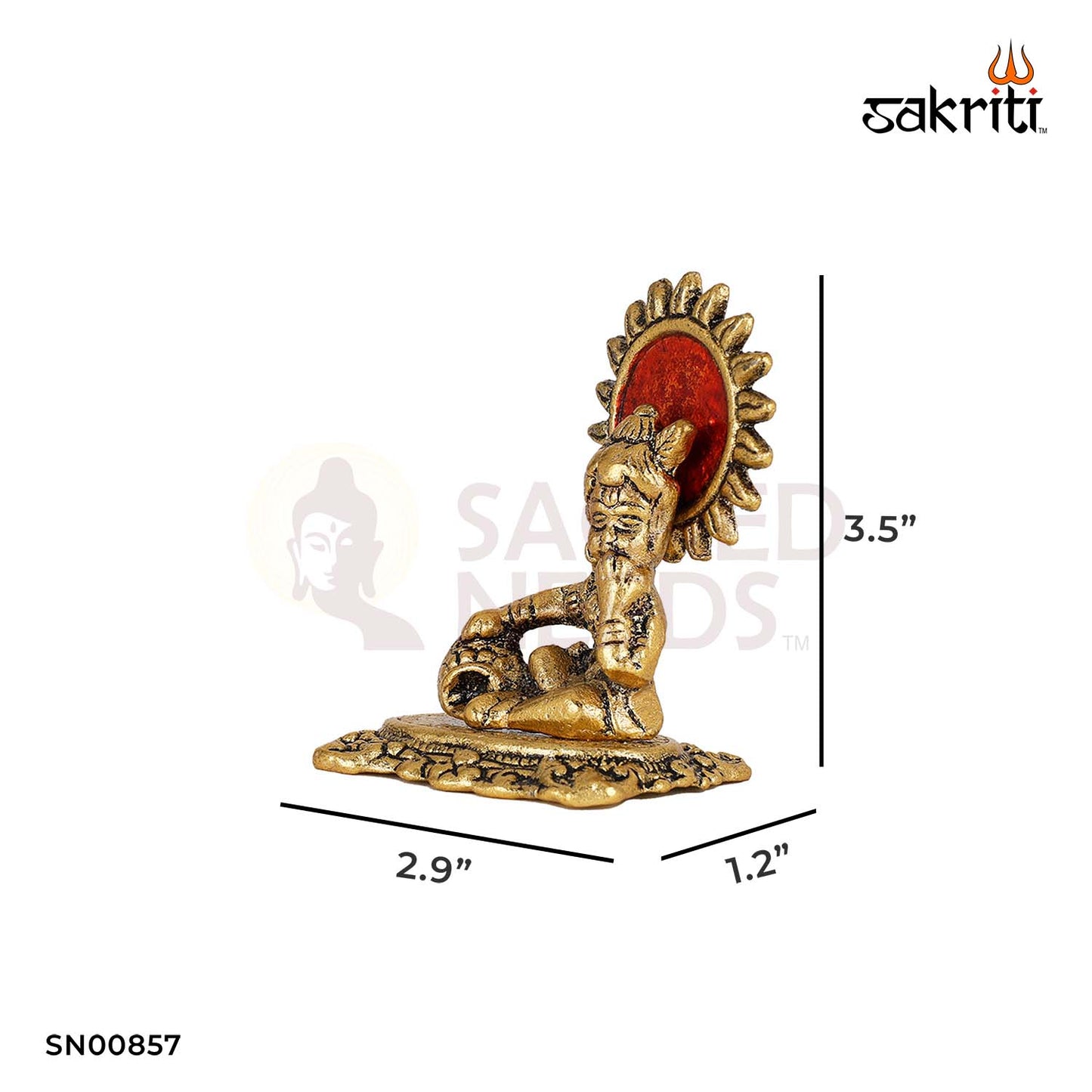 Aluminium Small Ladoo Krishna – 3.5 Inch Height | Krishna Idol Holding Ladoo for Pooja & Religious Ceremonies