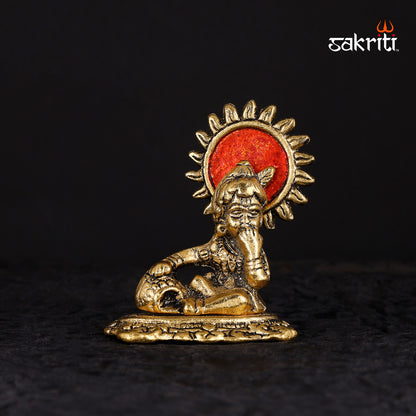 Aluminium Small Ladoo Krishna – 3.5 Inch Height | Krishna Idol Holding Ladoo for Pooja & Religious Ceremonies