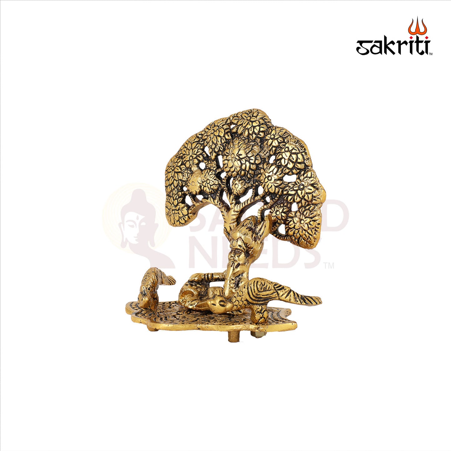 Aluminium Ladoo Krishna with Tree – 4.8 Inch Height | Krishna with Ladoo & Tree for Pooja & Religious Decor