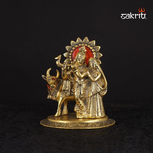 ALUMINIUM RADHA KRISHNA WITH COW