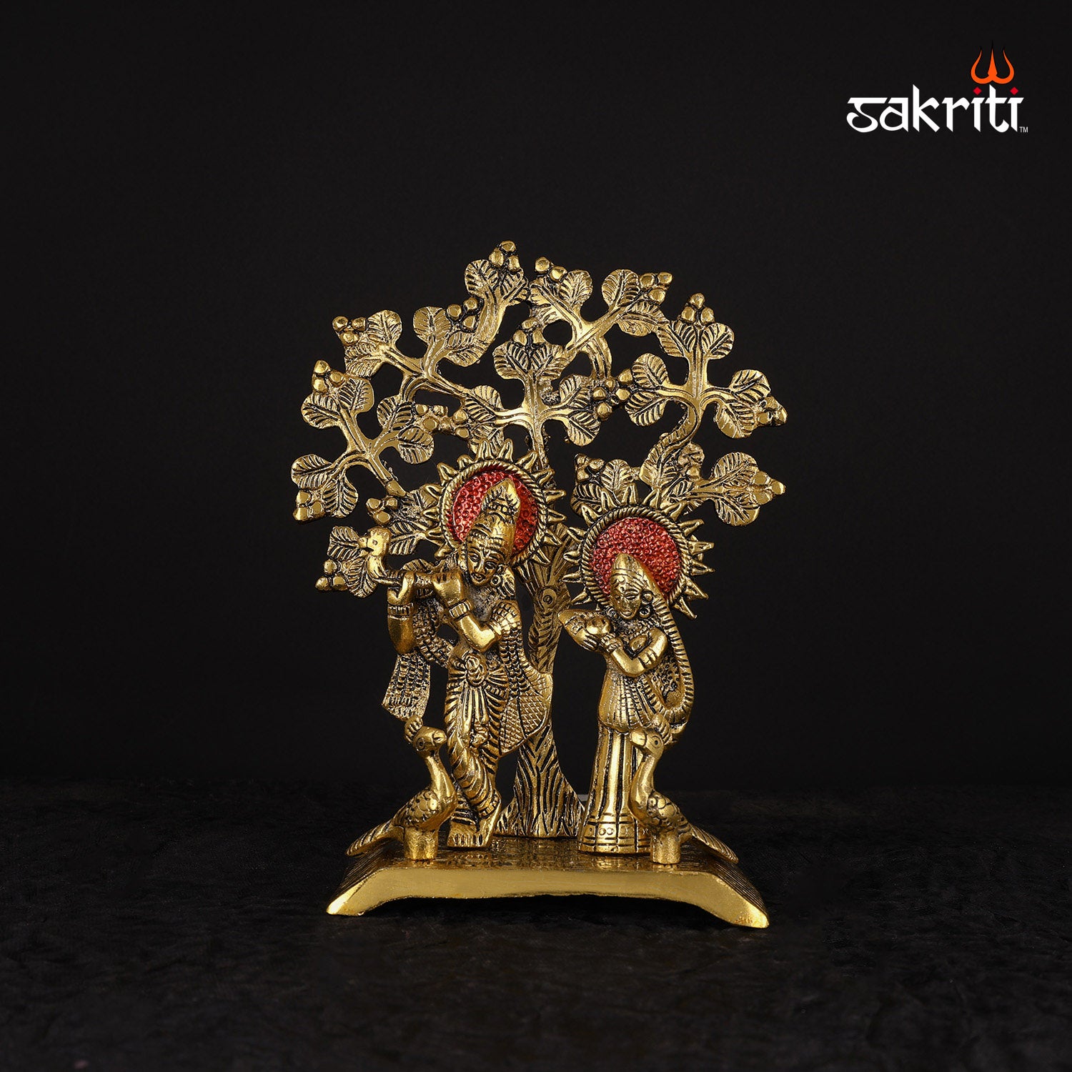 Radha Tree Aluminium Radha Krishna Tree with Base – 8.8 Inch Height | Krishna Tre ...