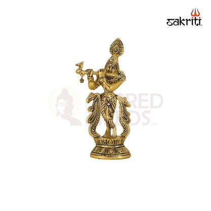 Aluminium Krishna – 8.7 Inch Height | Krishna Idol for Pooja, Car Dashboard & Religious Ceremonies