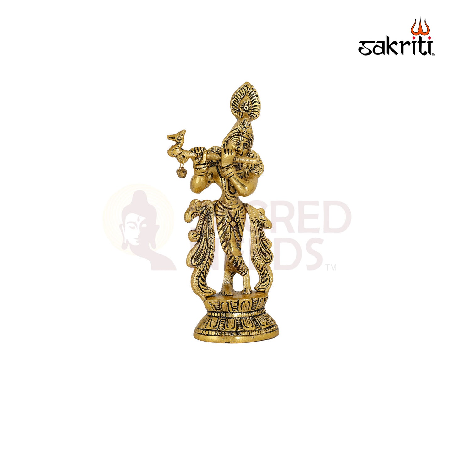 Aluminium Krishna – 8.7 Inch Height | Krishna Idol for Pooja, Car Dashboard & Religious Ceremonies