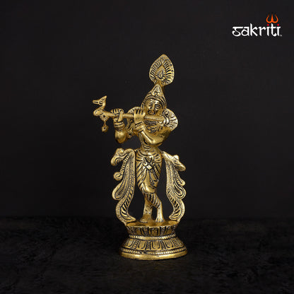 Aluminium Krishna – 8.7 Inch Height | Krishna Idol for Pooja, Car Dashboard & Religious Ceremonies