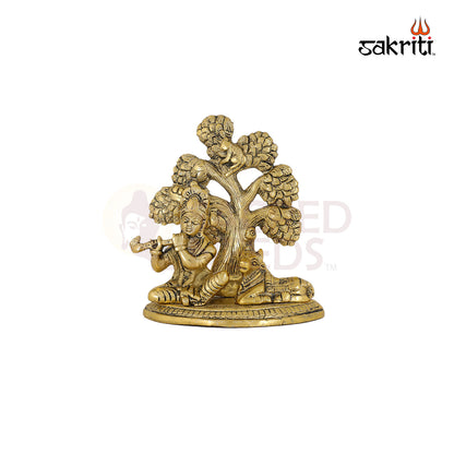 ALUMINIUM COW KRISHNA WITH TREE