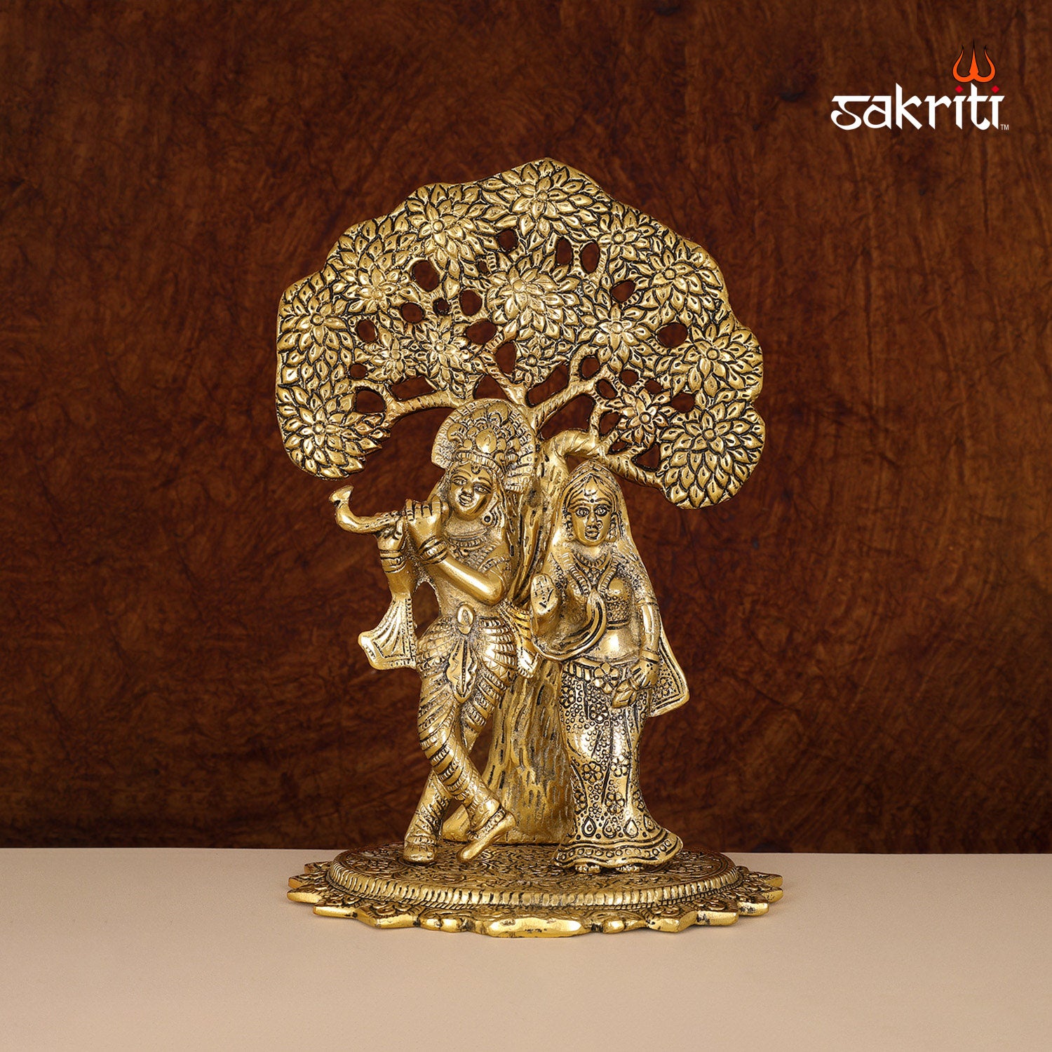 Radha Tree Aluminium Radha Krishna Tree – 3.2 Inch Height | Krishna Tree Statue f ...