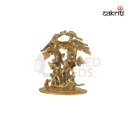 Aluminium Radha Krishna with Tree – 7 Inch Height | Radha Krishna Idol with Tree for Pooja & Temple