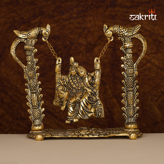 ALUMINIUM RADHA KRISHNA WITH PARROT JHULA