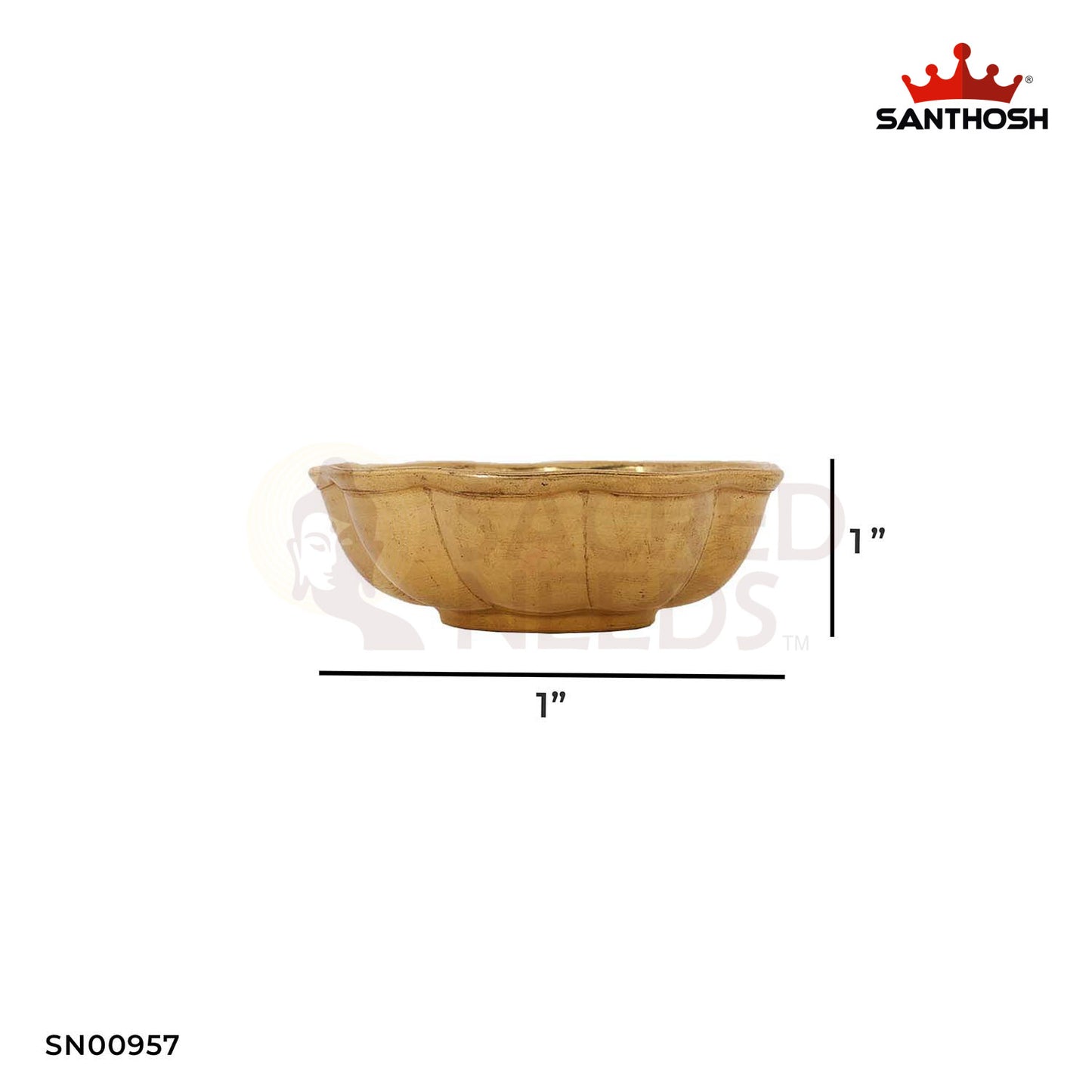 ICC Sheesh Mahal Bowl – 0.7 Inch Height | Brass Pooja Bowl with Regal Design for Offerings