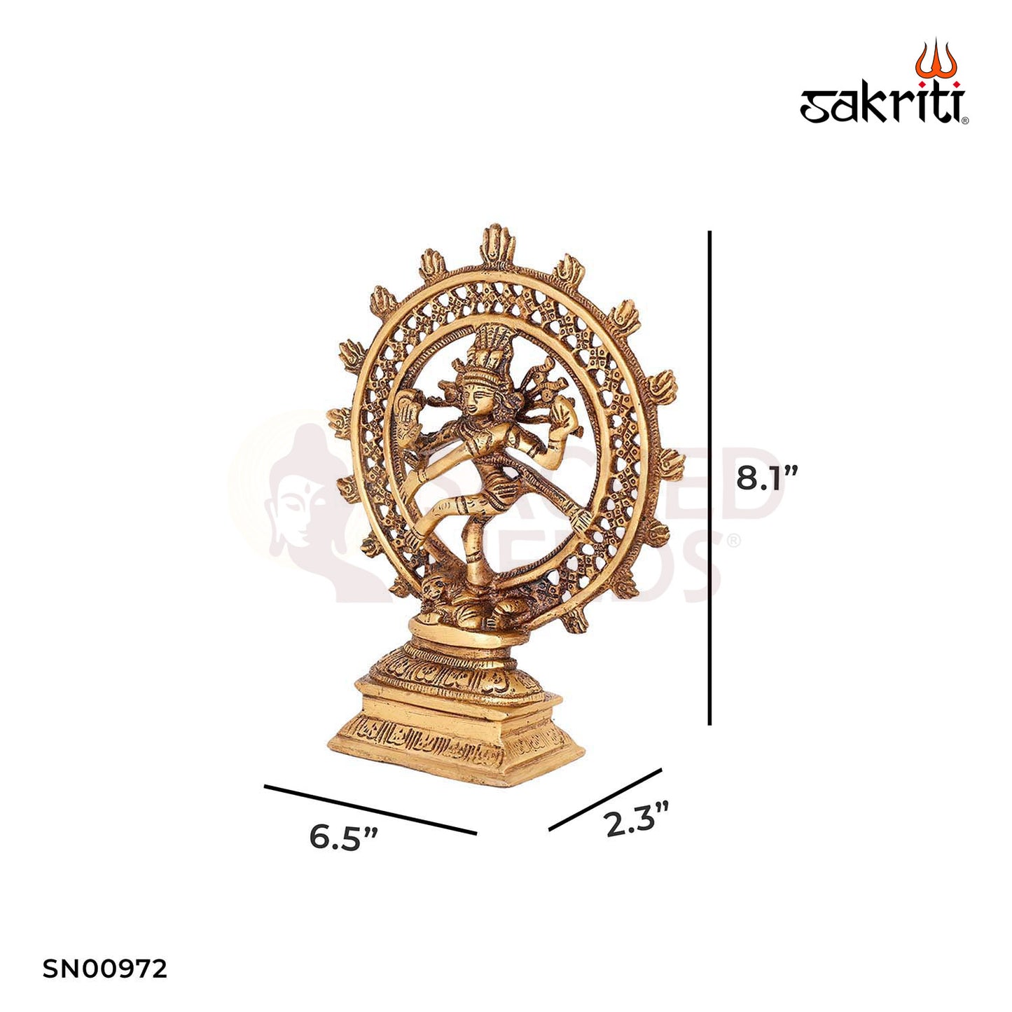 Brass Natrajar – 8.1 Inch Height | Dancing Shiva Statue in Brass for Home & Temple Decor