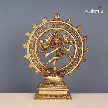 Brass Natrajar – 8.1 Inch Height | Dancing Shiva Statue in Brass for Home & Temple Decor