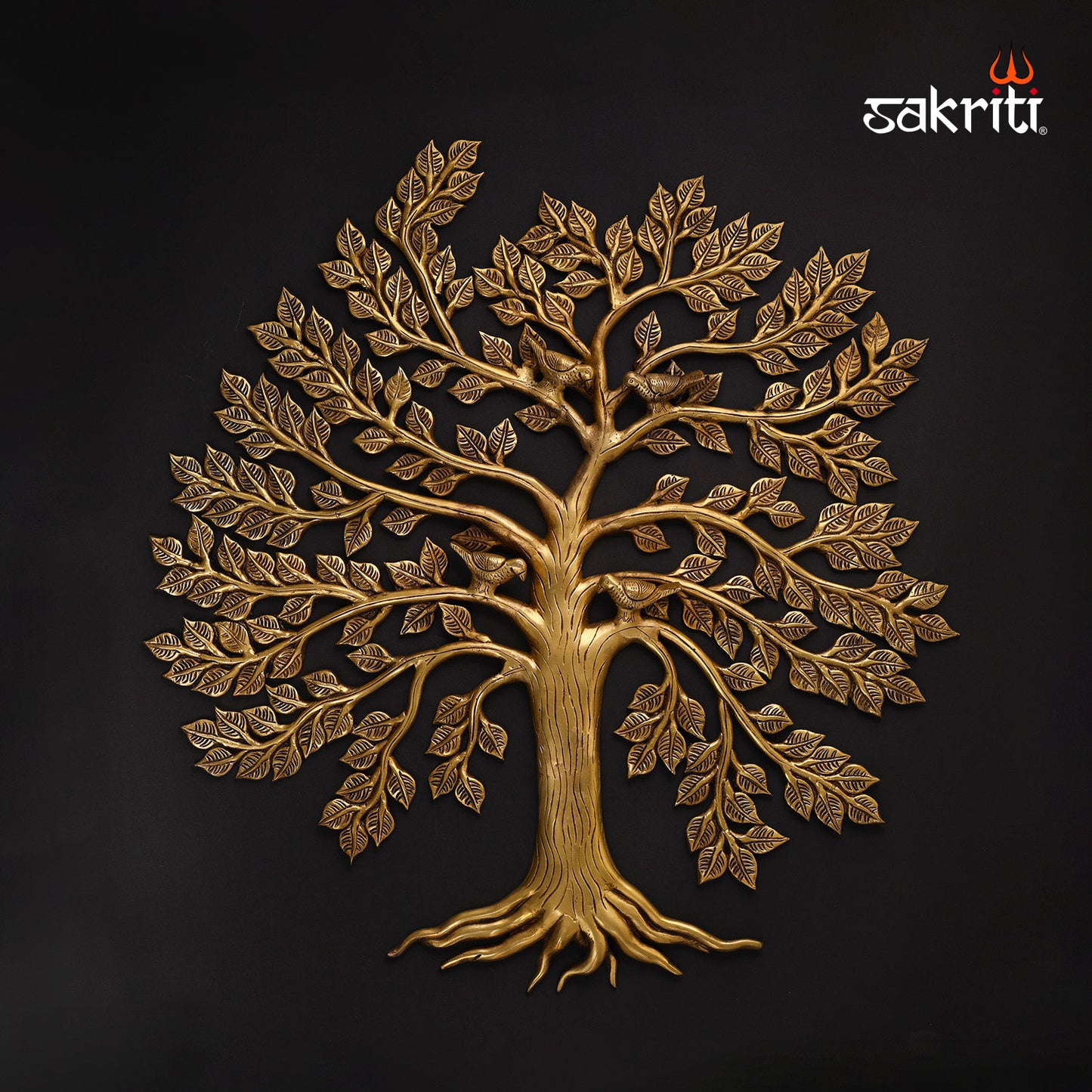 BRASS TREE WITH BIRDS MOUNTED