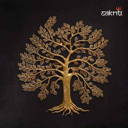 BRASS TREE WITH BIRDS MOUNTED