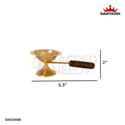 BRASS DHOOPKAL WITH WOODEN HANDLE