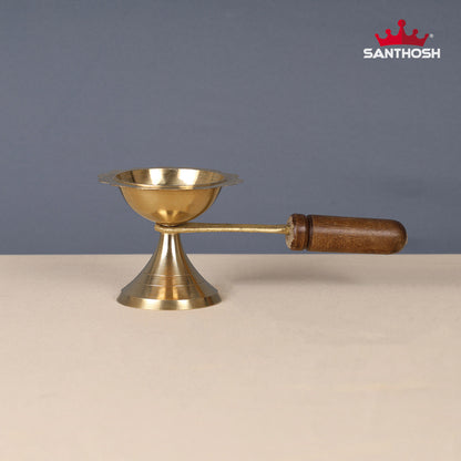 BRASS DHOOPKAL WITH WOODEN HANDLE