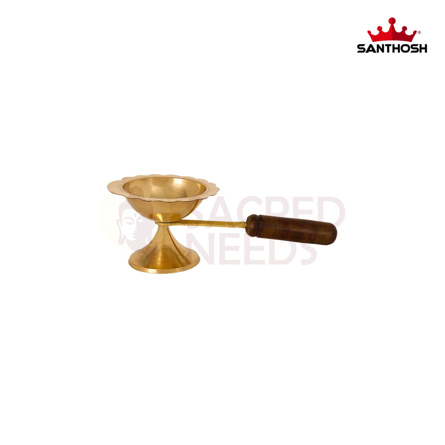 BRASS DHOOPKAL WITH WOODEN HANDLE