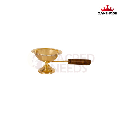 BRASS DHOOPKAL WITH WOODEN HANDLE