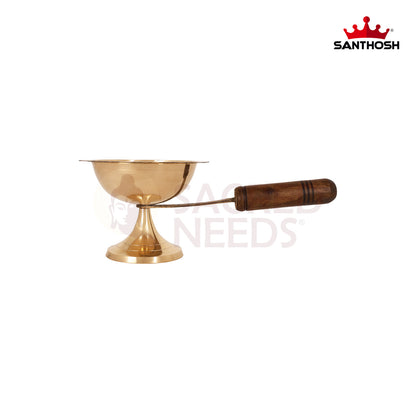 BRASS DHOOPKAL WITH WOODEN HANDLE